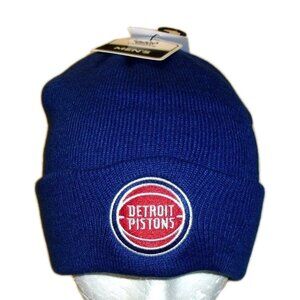 Detroit Pistons Mens Beanie Winter Hat Cap Cuffed Cuff Blue New Tags Nba